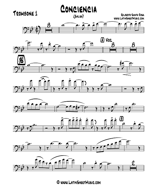 Salsa Trombone Sheet Music, Merengue Trombone Sheet Music, Salsa Trombone Solo Sheet Music